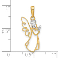 14K with White Rhodium D/C Angel Pendant-C4975