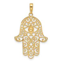 14k and White Rhodium D/C Filigree Hamsa Pendant-C4976