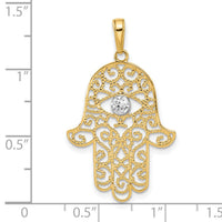 14k and White Rhodium D/C Filigree Hamsa Pendant-C4976