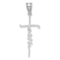 14k White Gold FAITH Cross Charm-C5000