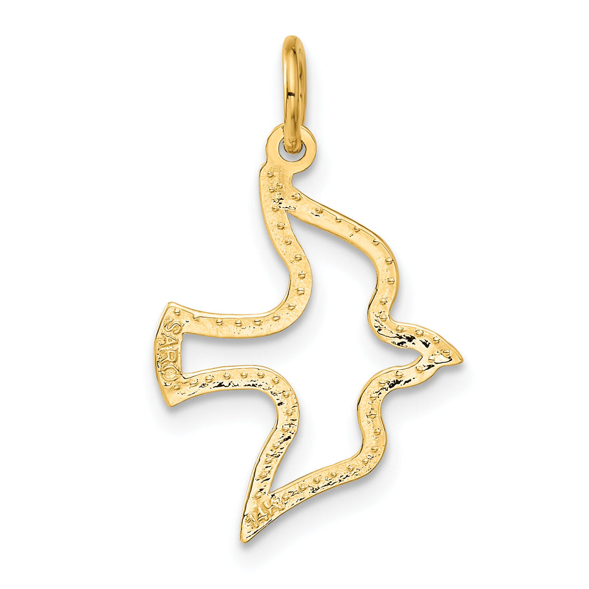 14K Satin and Diamond-Cut Dove Charm-C535