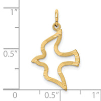 14K Satin and Diamond-Cut Dove Charm-C535