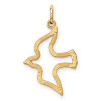 14K Satin and Diamond-Cut Dove Charm-C535