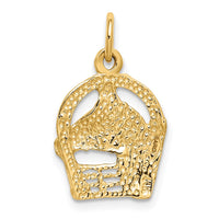 14k Yellow Gold Diamond-cut Horse Head in Horseshoe Charm-C556