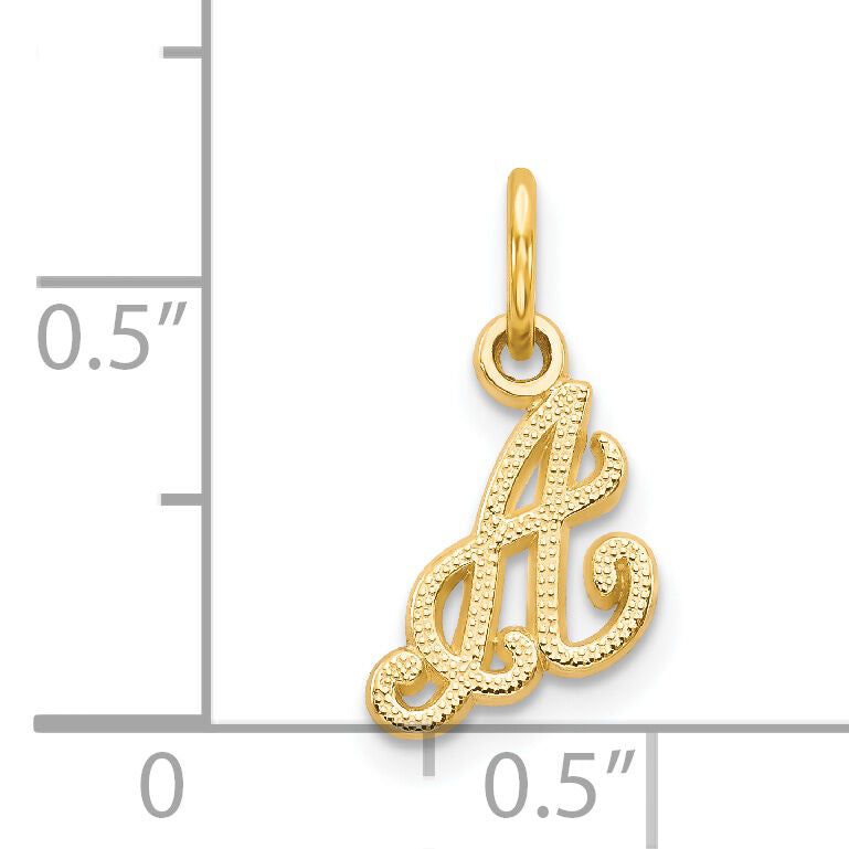14KY Script Letter A Initial Charm-C564A