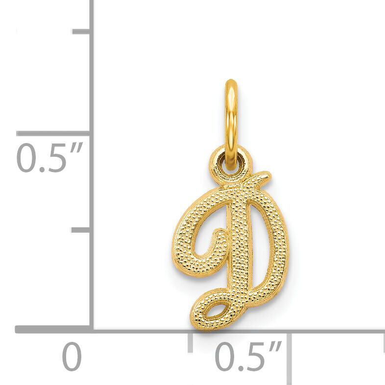 14KY Script Letter D Initial Charm-C564D