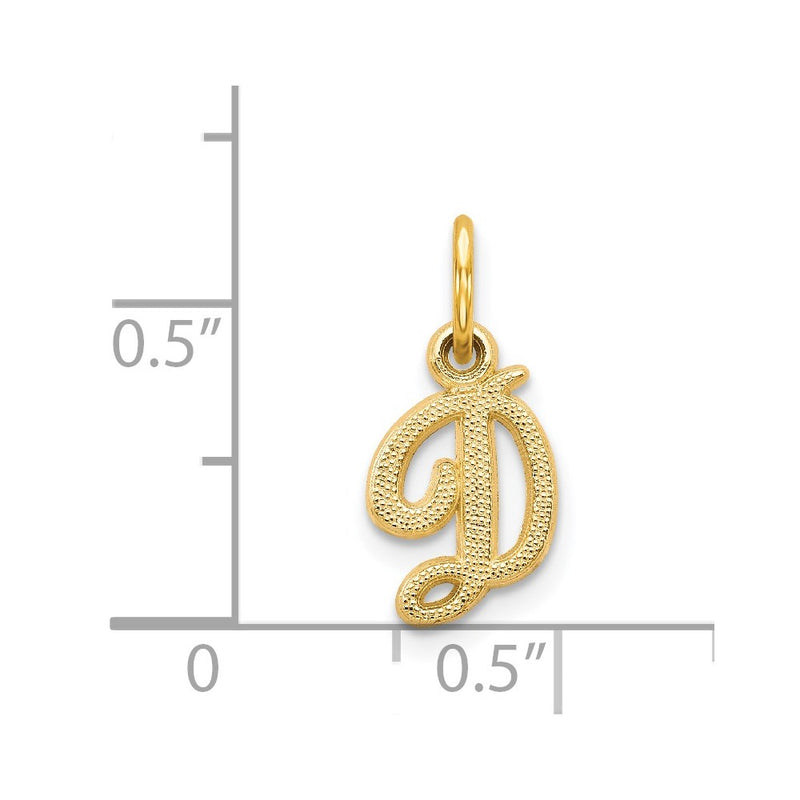 14KY Script Letter D Initial Charm-C564D