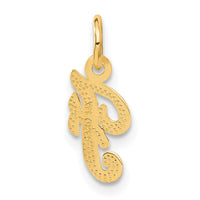 14KY Script Letter F Initial Charm-C564F