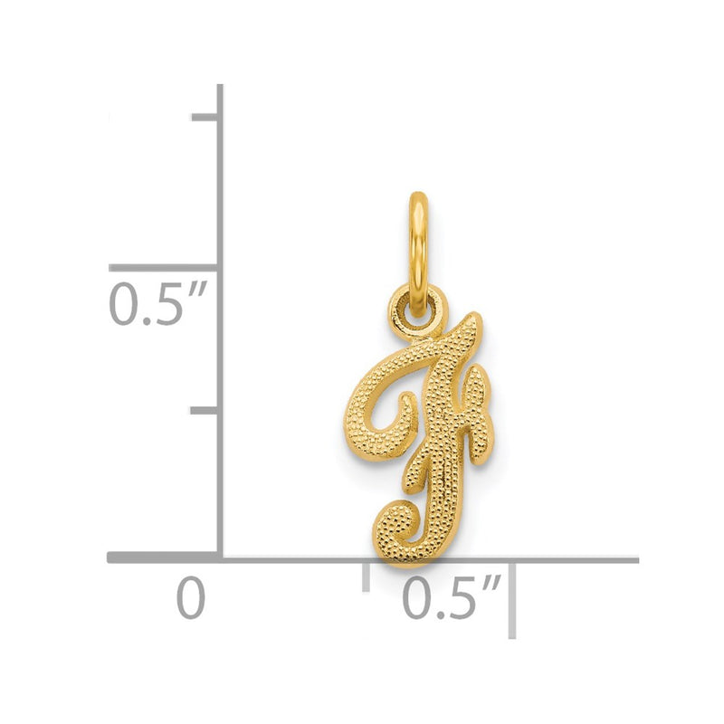 14KY Script Letter F Initial Charm-C564F