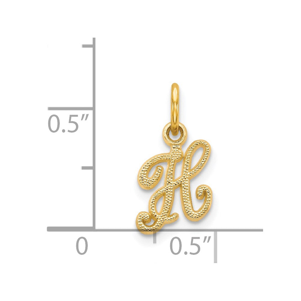 14KY Script Letter H Initial Charm-C564H