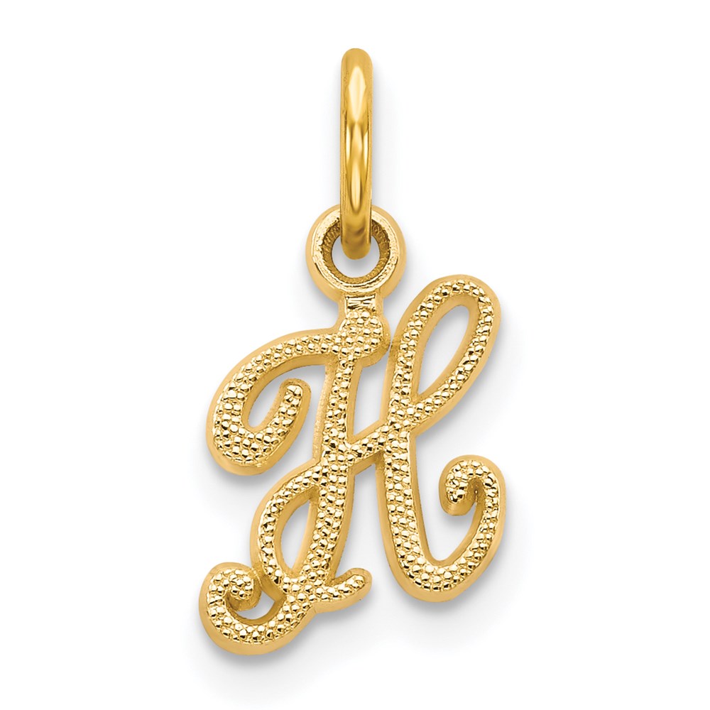 14KY Script Letter H Initial Charm-C564H