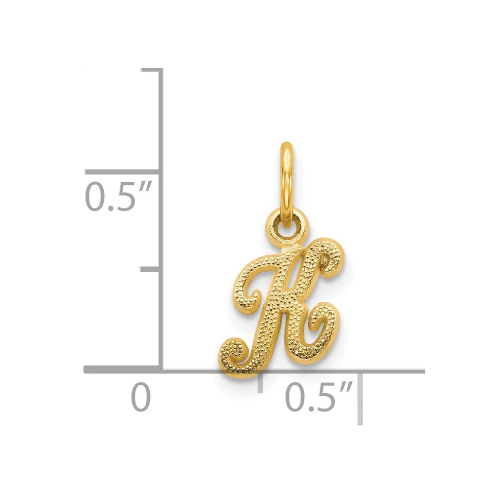 14KY Script Letter K Initial Charm-C564K