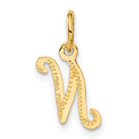 14KY Script Letter N Initial Charm-C564N