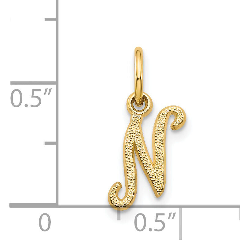 14KY Script Letter N Initial Charm-C564N
