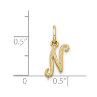 14KY Script Letter N Initial Charm-C564N