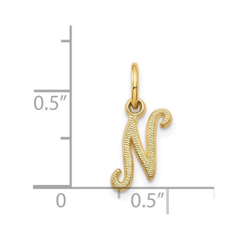 14KY Script Letter N Initial Charm-C564N