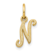 14KY Script Letter N Initial Charm-C564N