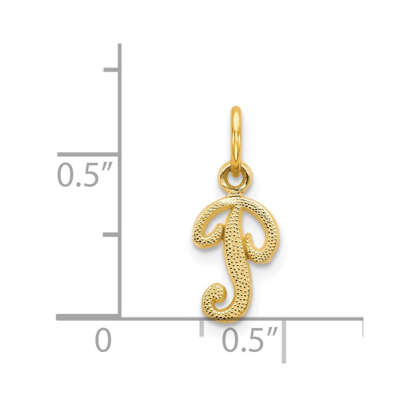 14KY Script Letter P Initial Charm-C564P