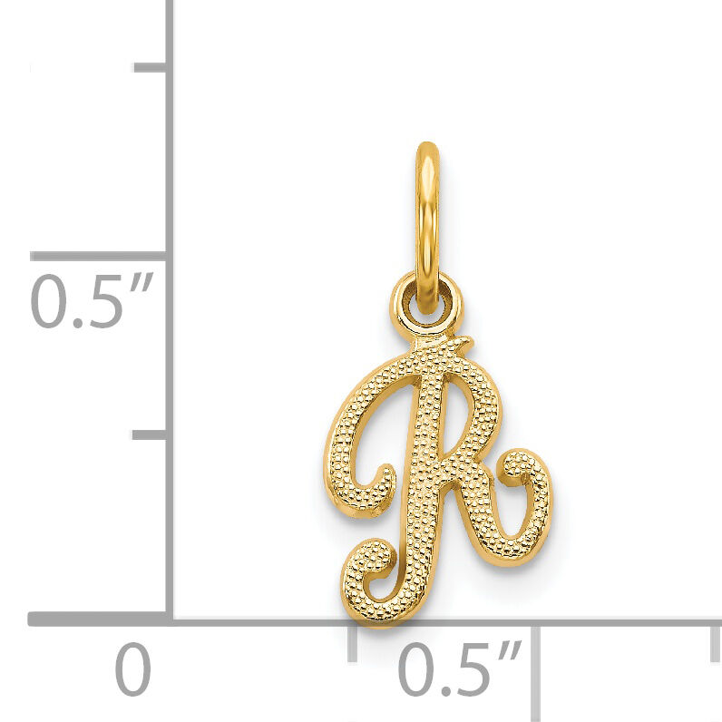 14KY Script Letter R Initial Charm-C564R