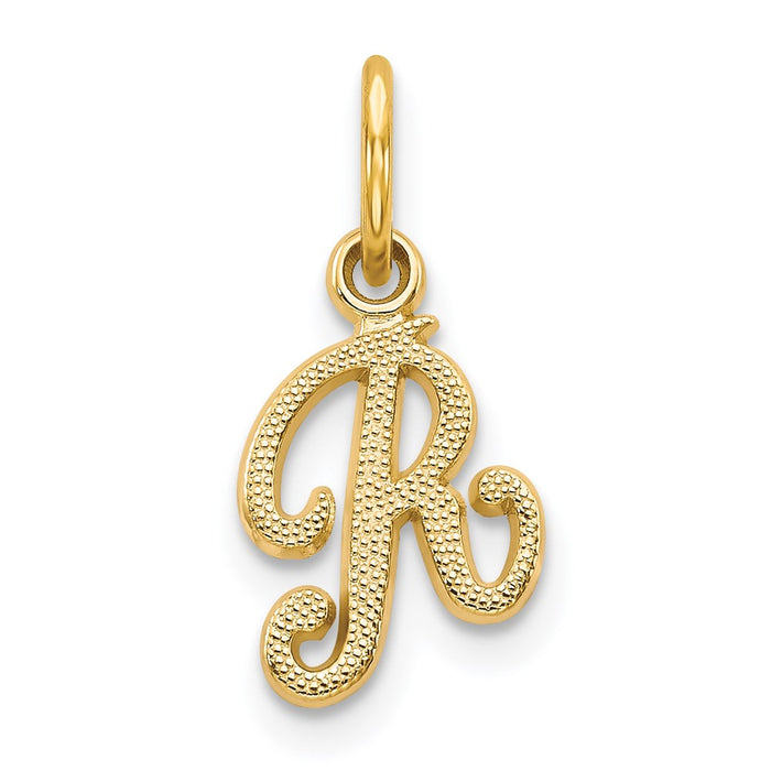 14KY Script Letter R Initial Charm-C564R