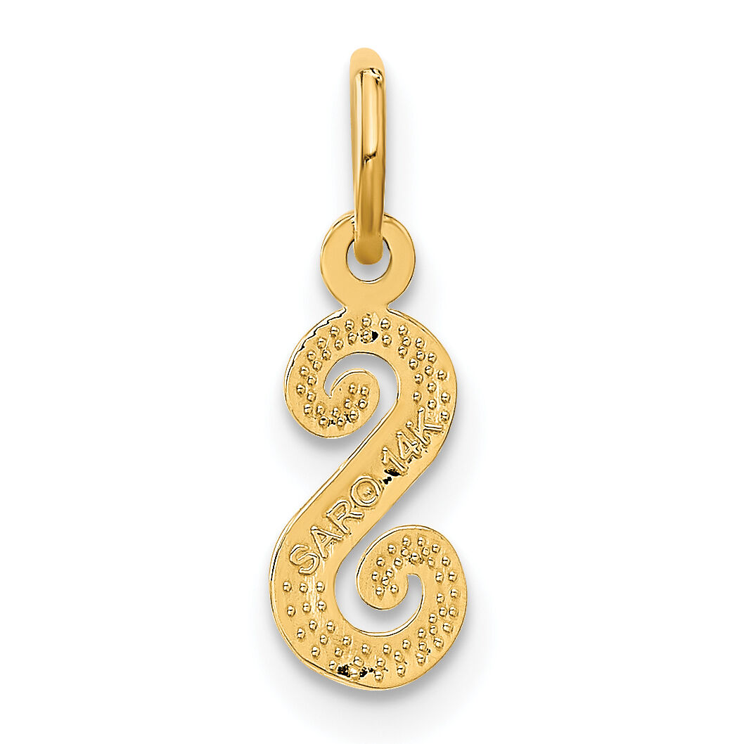 14KY Script Letter S Initial Charm-C564S