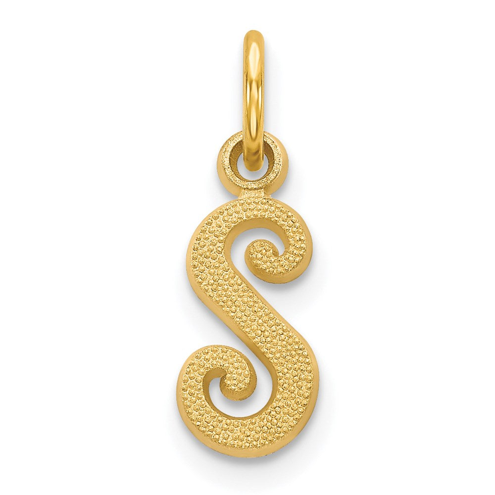 14KY Script Letter S Initial Charm-C564S