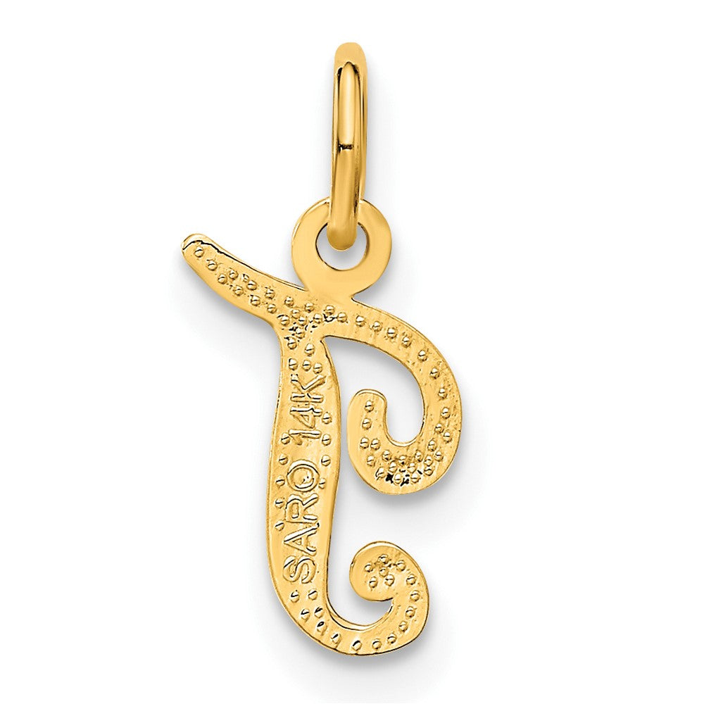 14KY Script Letter T Initial Charm-C564T