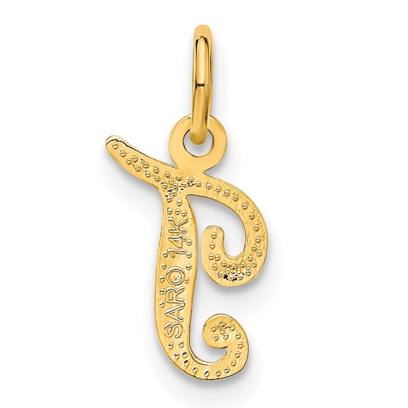 14KY Script Letter T Initial Charm-C564T