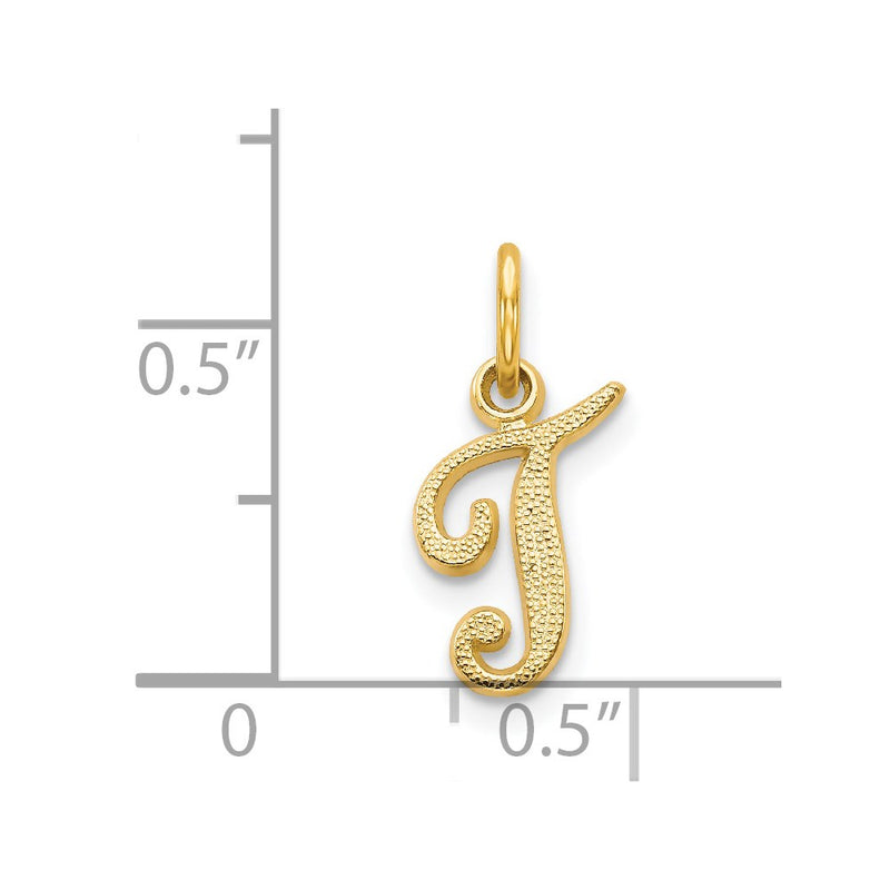 14KY Script Letter T Initial Charm-C564T