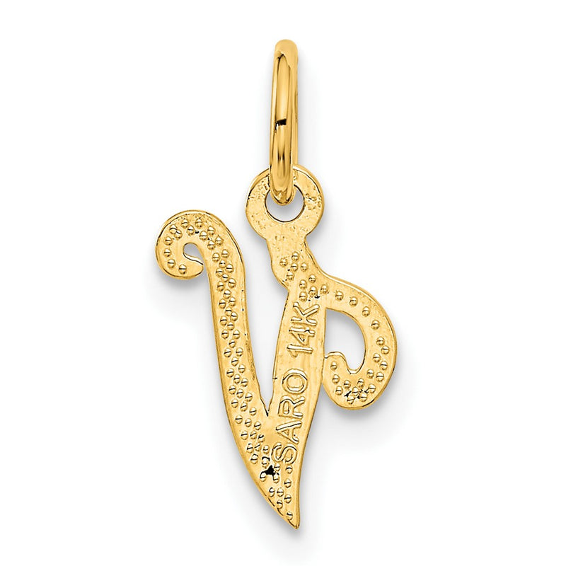 14KY Script Letter V Initial Charm-C564V