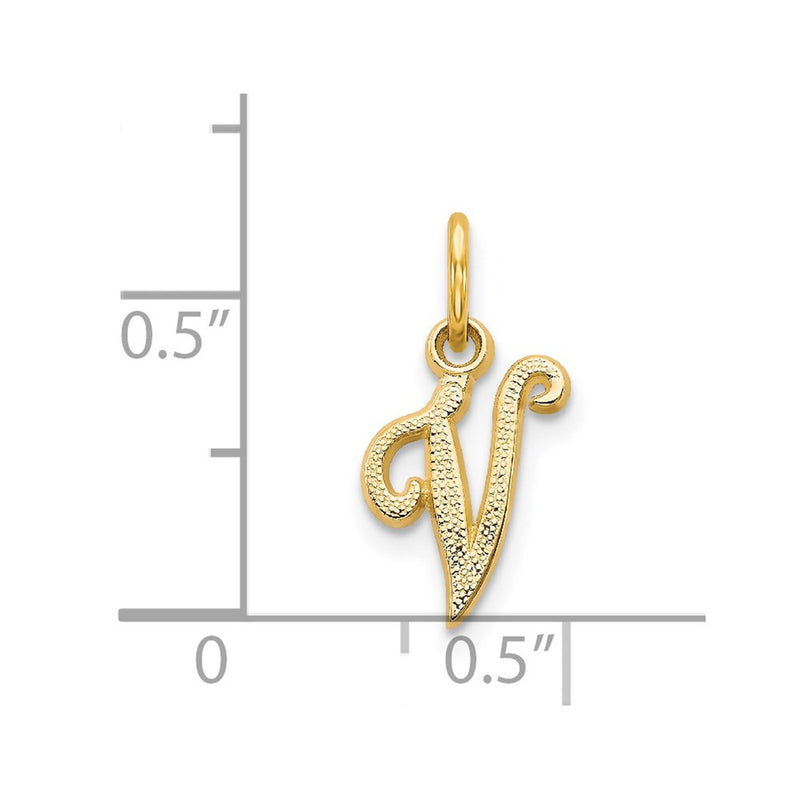 14KY Script Letter V Initial Charm-C564V