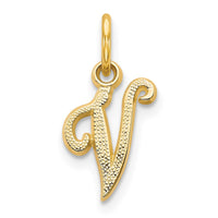 14KY Script Letter V Initial Charm-C564V