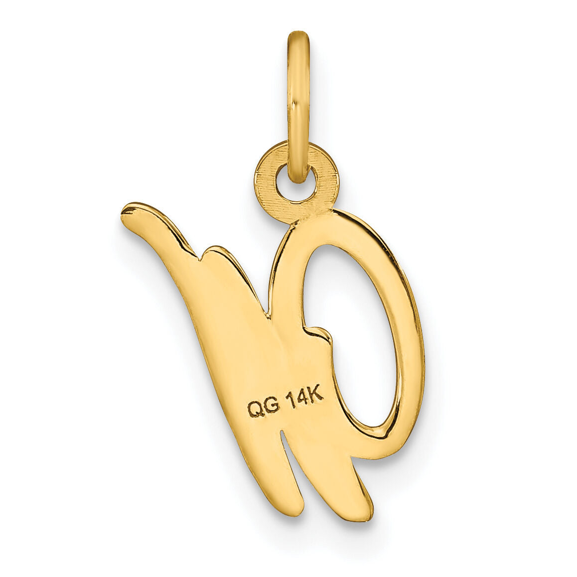 14KY Script Letter W Initial Charm-C564W