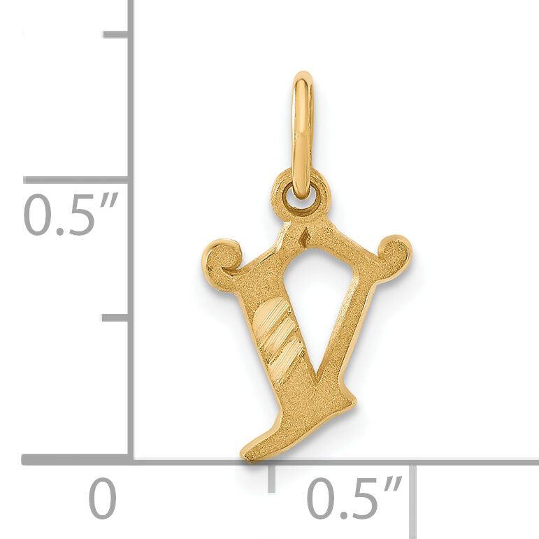 14k Letter V Initial Charm-C565V