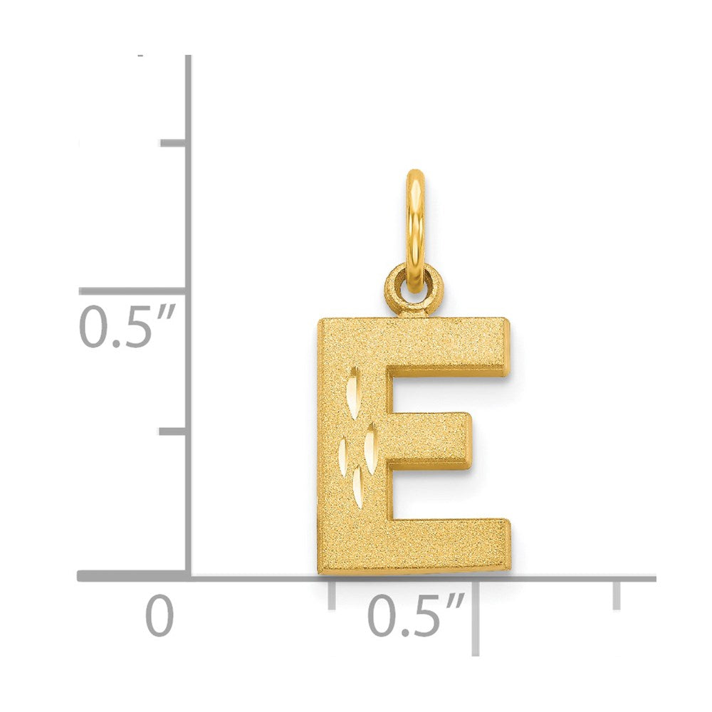 14KY Satin Diamond-cut Letter E Initial Charm-C566E