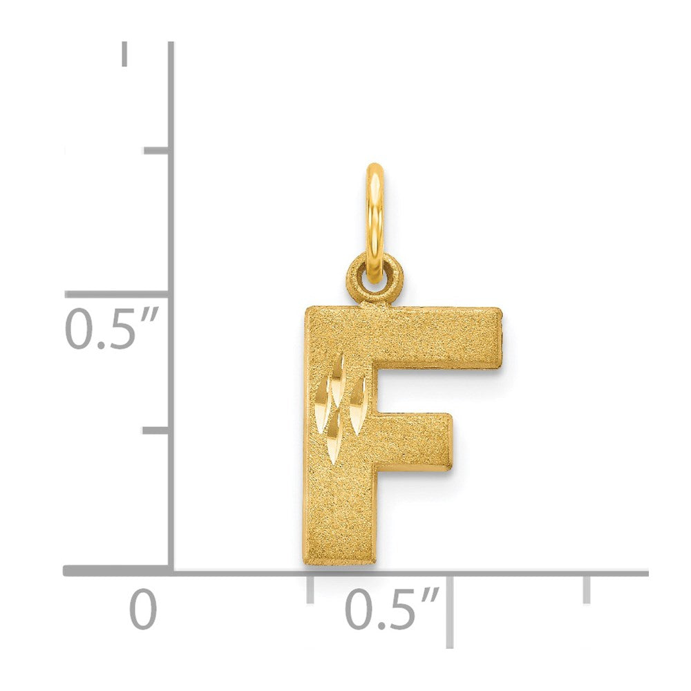 14KY Satin Diamond-cut Letter F Initial Charm-C566F