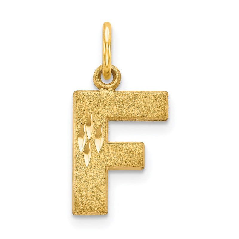 14KY Satin Diamond-cut Letter F Initial Charm-C566F