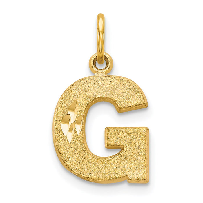 14KY Satin Diamond-cut Letter G Initial Charm-C566G