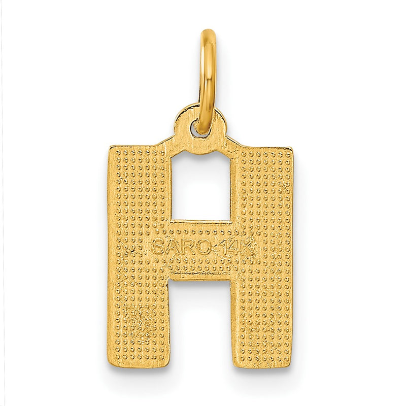 14KY Satin Diamond-cut Letter H Initial Charm-C566H