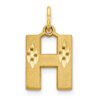 14KY Satin Diamond-cut Letter H Initial Charm-C566H