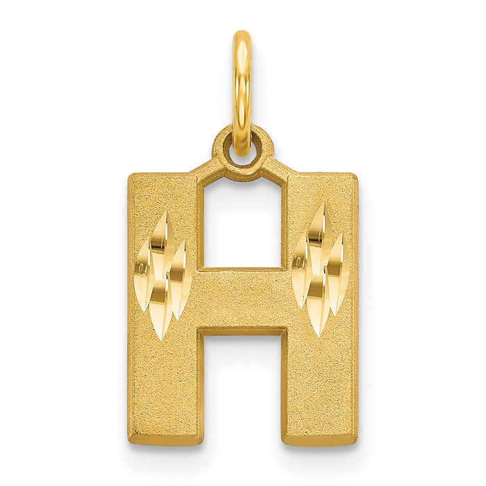 14KY Satin Diamond-cut Letter H Initial Charm-C566H