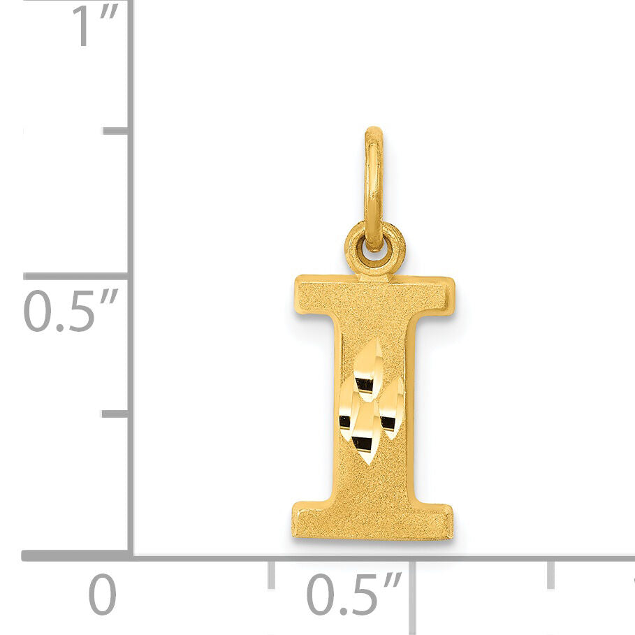 14KY Satin Diamond-cut Letter I Initial Charm-C566I