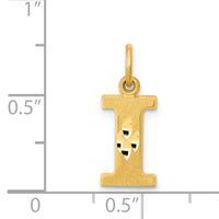 14KY Satin Diamond-cut Letter I Initial Charm-C566I