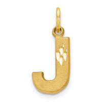 14KY Satin Diamond-cut Letter J Initial Charm-C566J