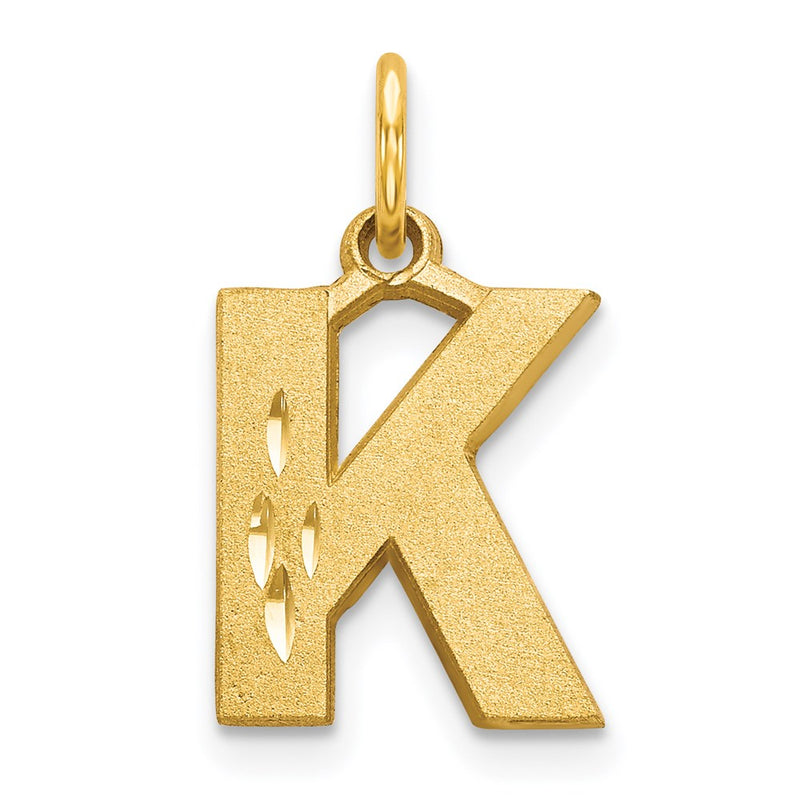 14KY Satin Diamond-cut Letter K Initial Charm-C566K