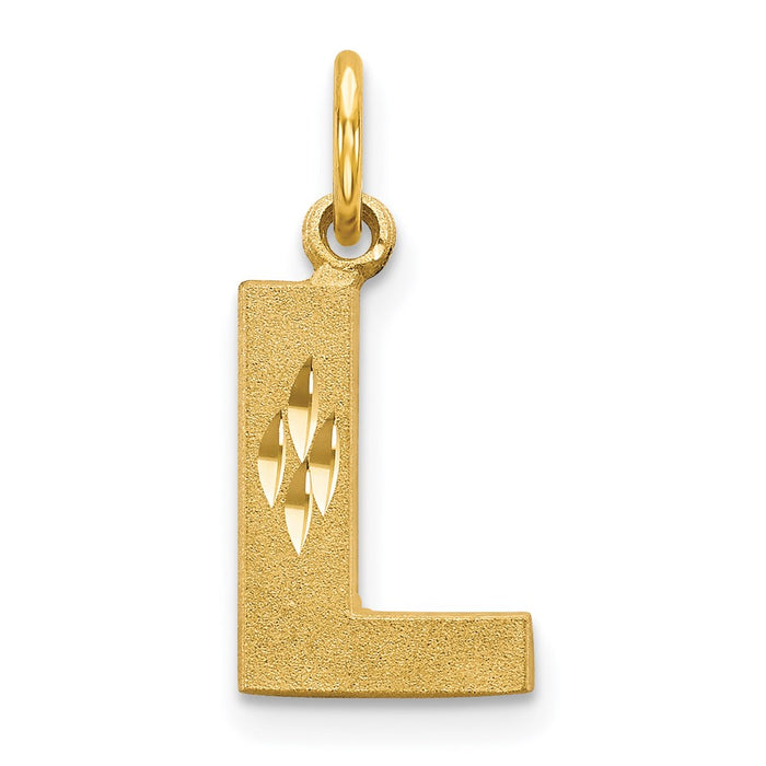 14KY Satin Diamond-cut Letter L Initial Charm-C566L