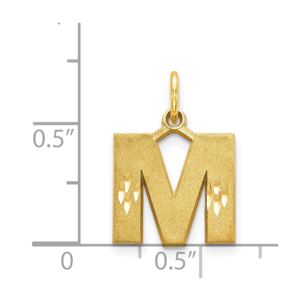 14KY Satin Diamond-cut Letter M Initial Charm-C566M