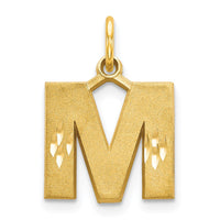 14KY Satin Diamond-cut Letter M Initial Charm-C566M