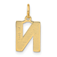 14KY Satin Diamond-cut Letter N Initial Charm-C566N