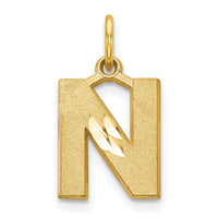 14KY Satin Diamond-cut Letter N Initial Charm-C566N